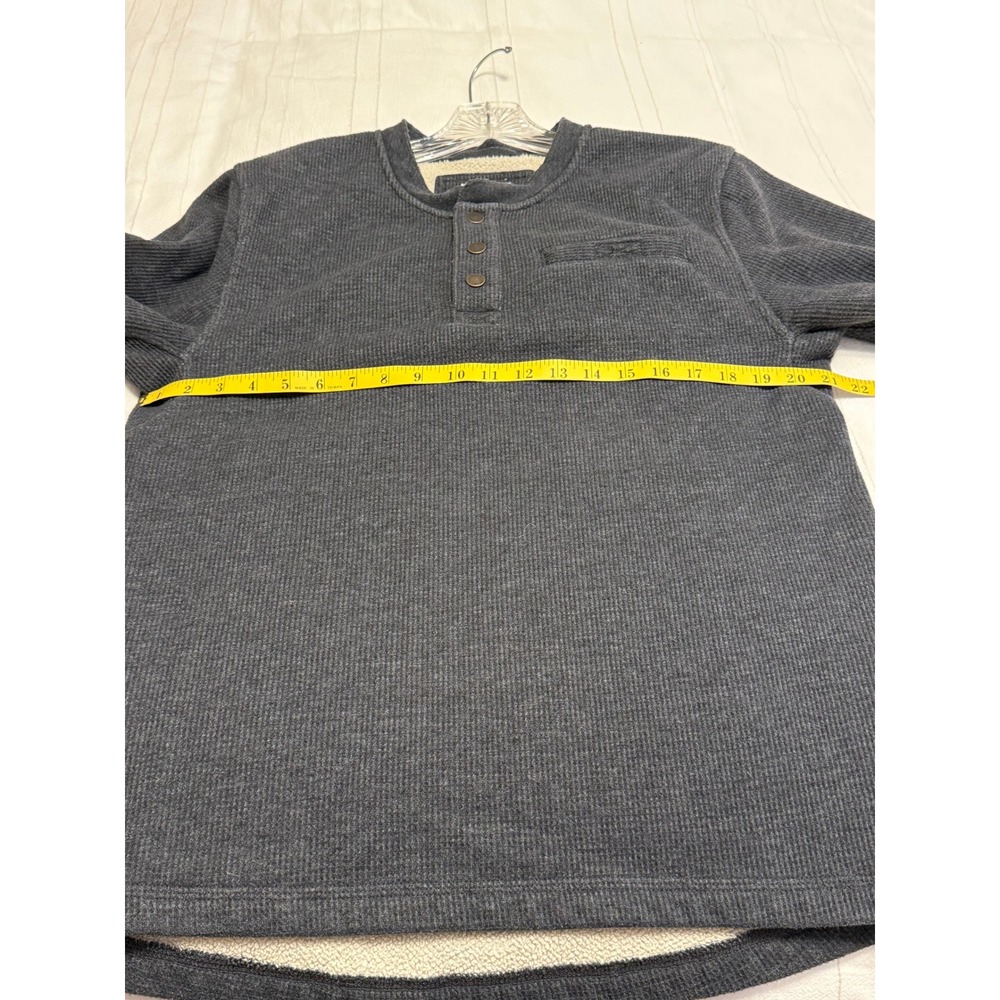 LL Bean Katahdin Iron Works Sherpa Lined Waffle Henley Men's Medium Charcoal - Picture 4 of 5